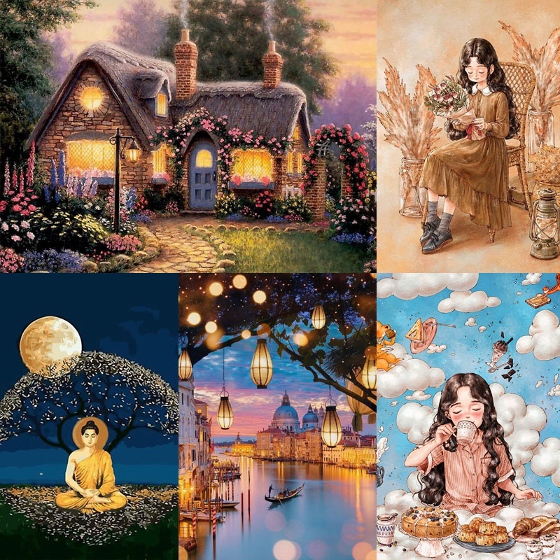 TRANH ĐÍNH ĐÁ tự làm 30x40cm, bộ hạt nhựa đính tranh gắn đá phong cảnh Anime 5D giá rẻ | BigBuy360 - bigbuy360.vn