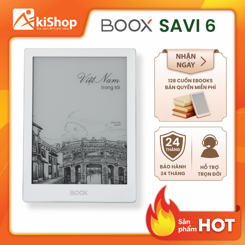 Máy đọc sách SAVI 6 Android 11 Bảo hành 24 tháng Chinh hãng Akishop - Tặng kèm kho sách bản quyền