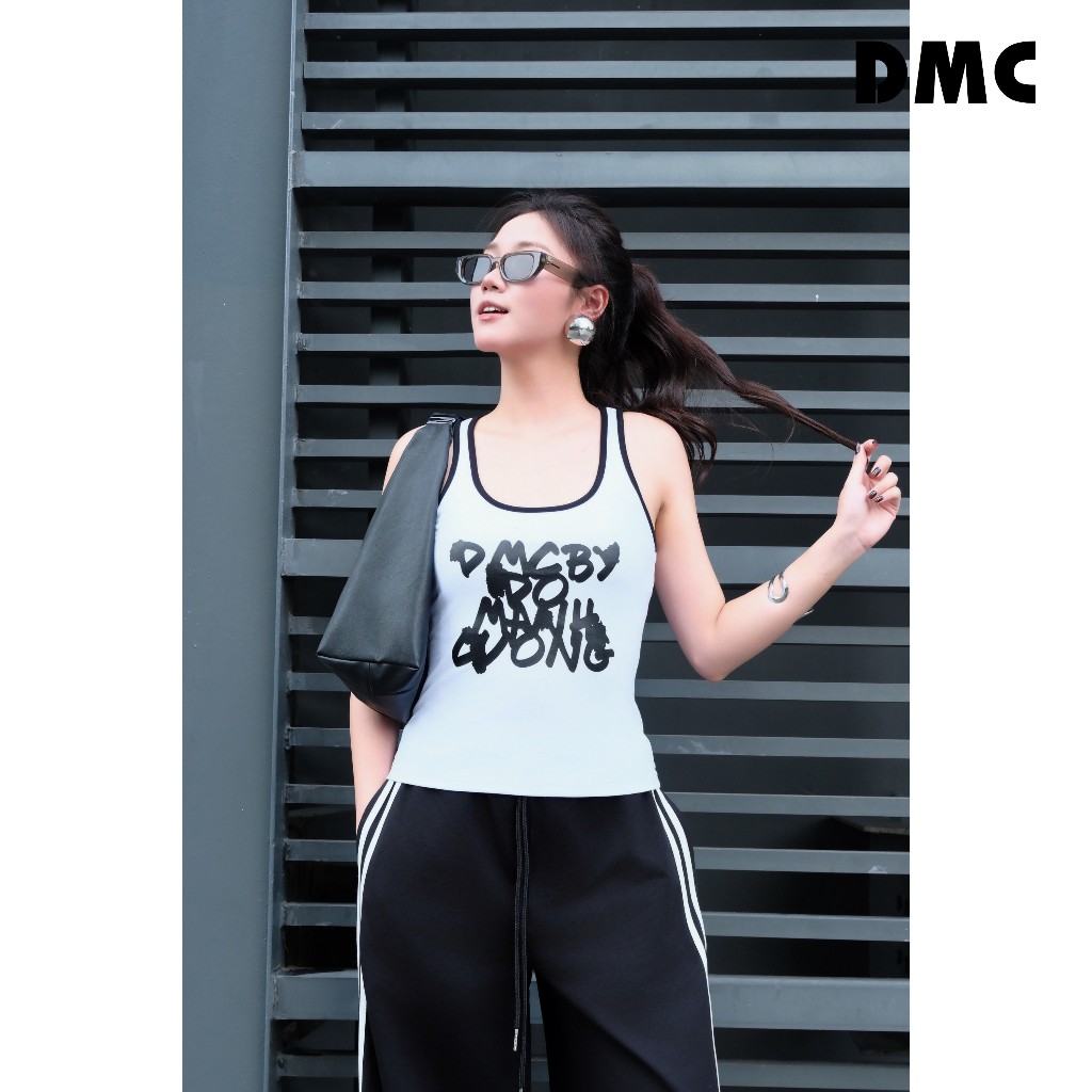 [EC2] Áo thun ba lỗ sát nách phối viền họa tiết logo DMC (Cotton Sleeveless)