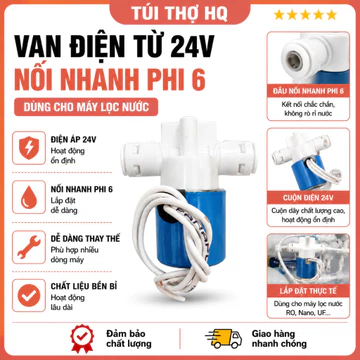 Van Điện Từ 24V Máy Lọc Nước Nối Nhanh Phi 6mm – Van Khóa Nước Tự Động