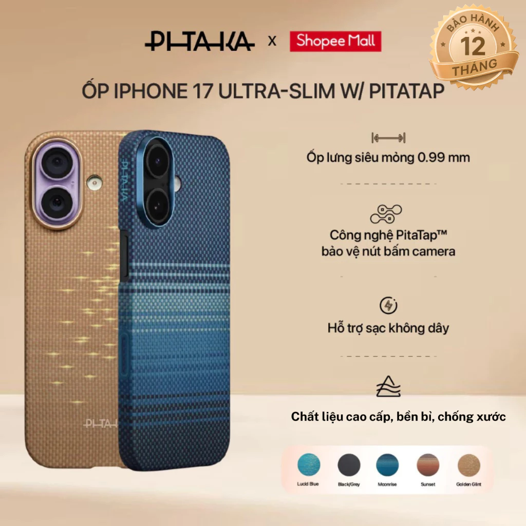 Ốp lưng iPhone 17 Pitaka Ultra-Slim PitaTap siêu mỏng