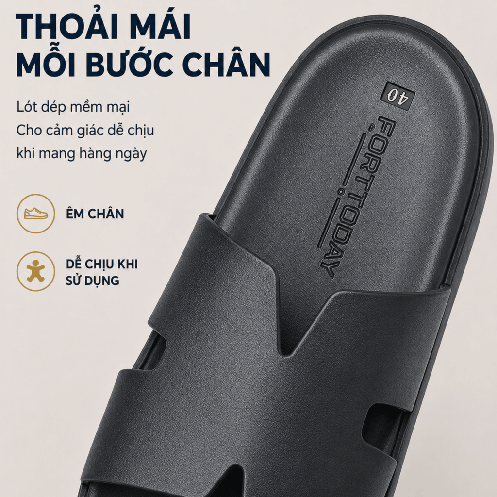 Dép quai ngang nam FortToday TD03 đi cùng trang phục công sở