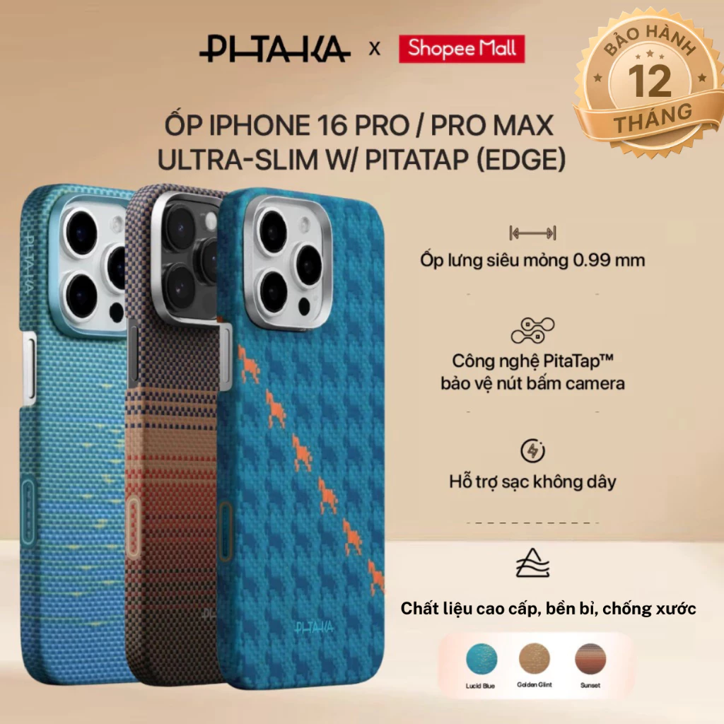 Ốp lưng Pitaka Ultra-Slim PitaTap cho iPhone 16 Pro