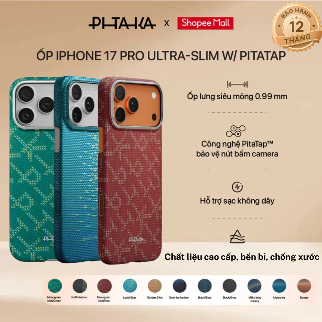 Ốp lưng PITAKA Ultra-Slim PitaTap cho iPhone 17 Pro