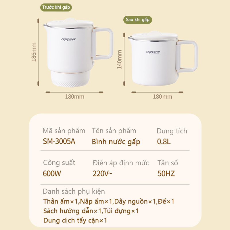 KAWU ấm đun nước gấp gọn Đun sôi nhanh Thuận tiện cho việc đi lại thép không gỉ 316 ấm đun nước | BigBuy360 - bigbuy360.vn