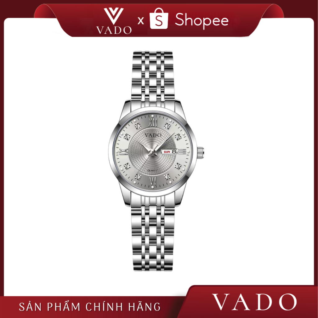 Đồng Hồ Nữ VADO Basic Sang Trọng Mặt Tròn, Dây Kim Loại Bền Không Rỉ, Hỗ Trợ Kháng Nước - DH9770 VADO