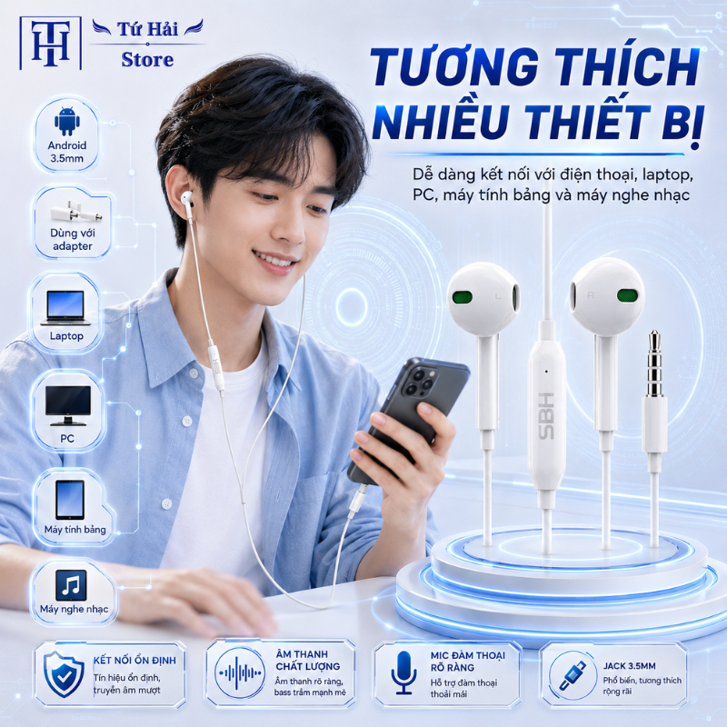 (Âm Thanh Hay) Tai Nghe Có Dây R11 Jack 3.5mm, Có Micro Đàm Thoại, Tương Thích Điện Thoại Laptop PC