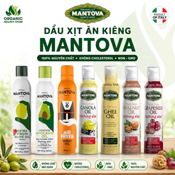 Dầu Ăn Kiêng Dạng Xịt Ít Calo Mantova Oil Spray olive extra virgin, dầu hạt nho, dầu quả bơ, ghee