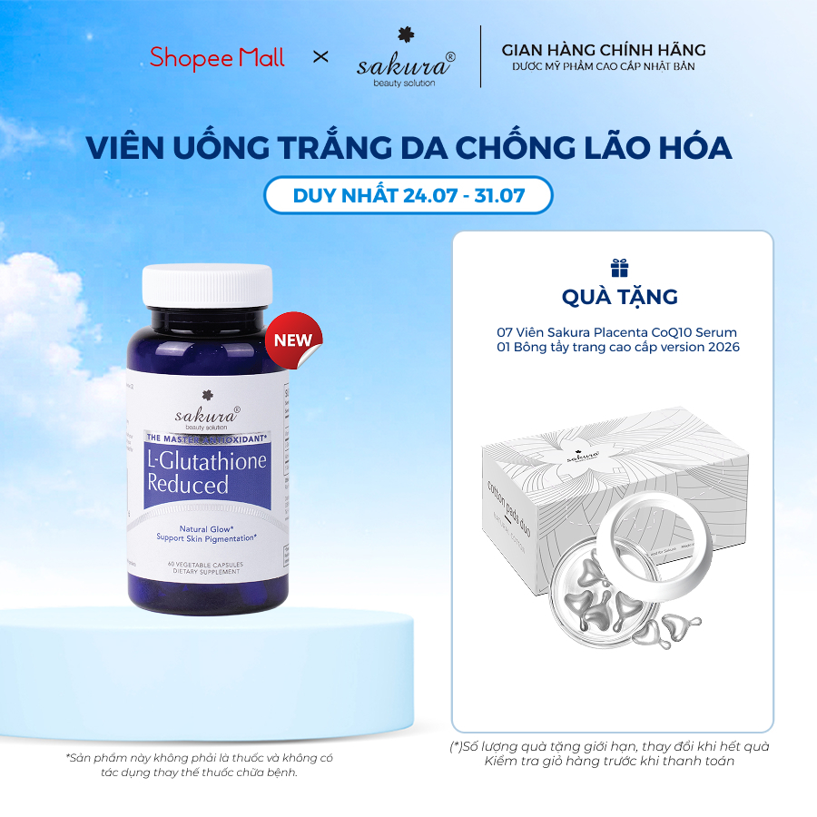 Thực Phẩm Chức Năng Viên Uống Trắng Da Sakura L-Glutathione Reduced (60 Viên) giá tốt Tháng 7, 2026 | Mua ngay