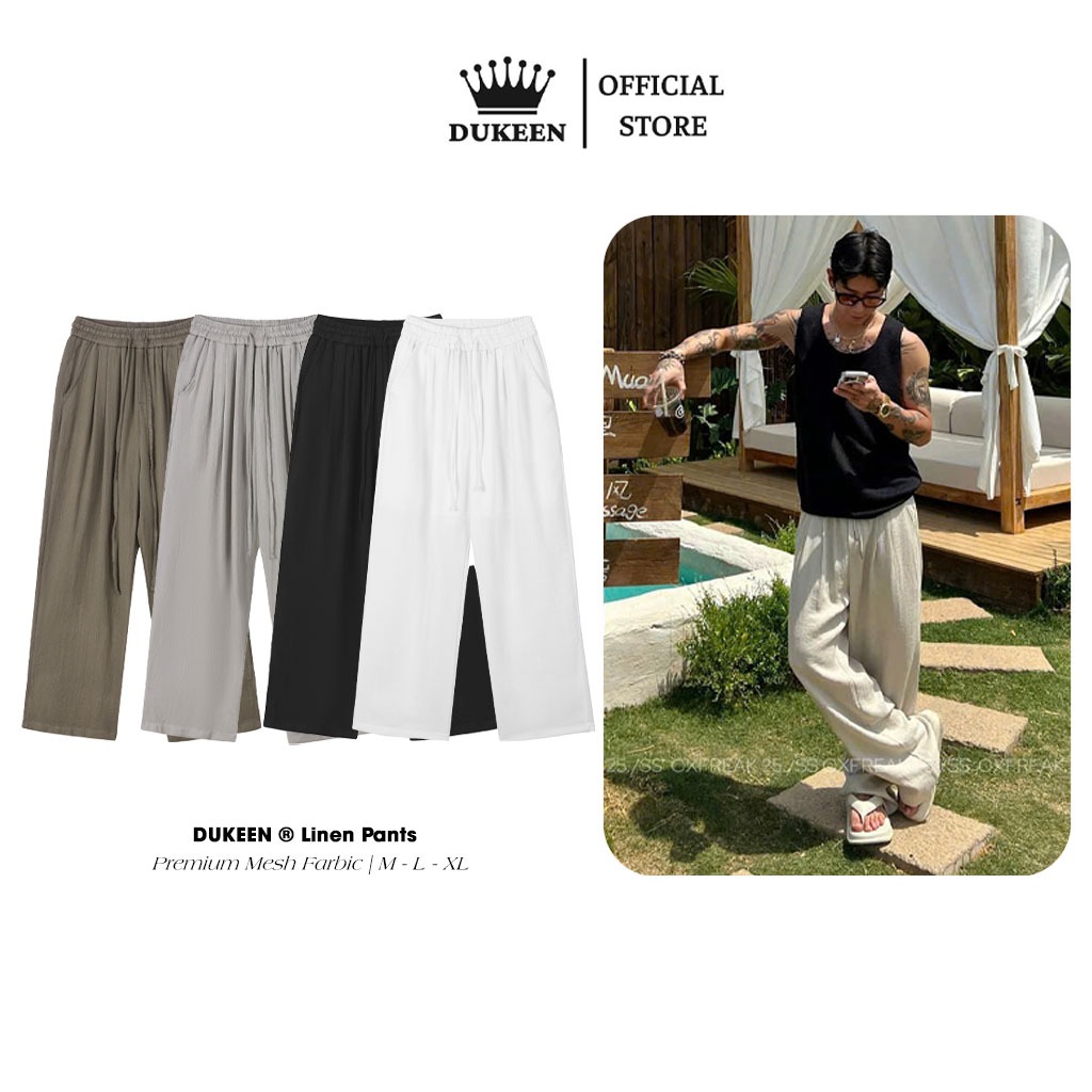 Quần Đũi Xếp Li Ống Suông (Có Lót) Dukeen Linen Blend Pant Unisex Nam Nữ Local Brand QD120