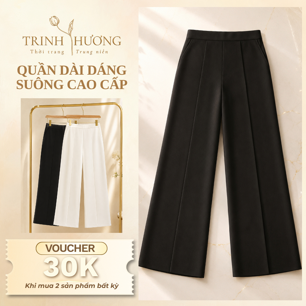 Quần Dài Nữ Dáng Suông Trung Niên Chất Liệu Cao Cấp Thanh Lịch Sang Trọng Đi Chơi Quà Tặng Mẹ - Trinh Hương Shop (H10)