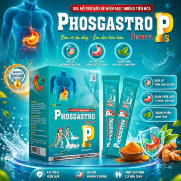 Gel dạ dày Phosgastro hỗ trợ bảo vệ niêm mạc dạ dày,viêm loét dạ dày,tá tràng,trào ngược dạ dày H20gói-10ml