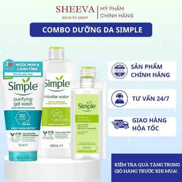 Sữa Rửa Mặt Simple Dịu Nhẹ Nước Tẩy Trang Lành Tính Simple Nước Hoa Hồng Toner Simple - Sheeva Beauty