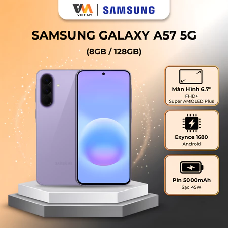 Điện Thoại Samsung Galaxy A57 5G 8GB 128GB 6.7 inch - Có Galaxy AI, Màn Hình 120Hz, Camera 50MP OIS