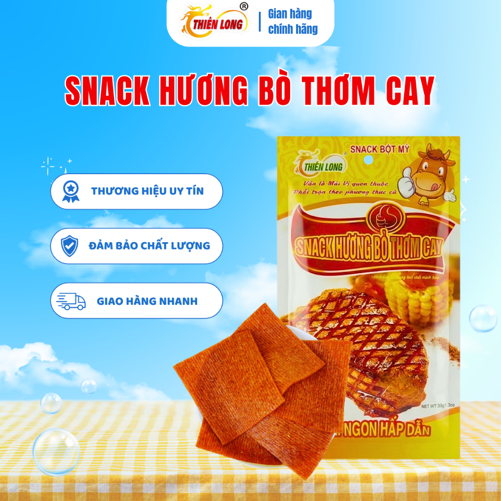 Snack Hương bò thơm cay 30g Thiên Long Food, Snack Bột Mì Que Cay Cổng Trường, Đồ Ăn Vặt Tuổi Thơ | BigBuy360 - bigbuy360.vn