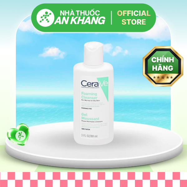 Sữa rửa mặt CeraVe Foaming Cleanser làm sạch sâu cho da dầu, da thường chai 88ml [Nhà Thuốc An Khang - Chính Hãng 100%]