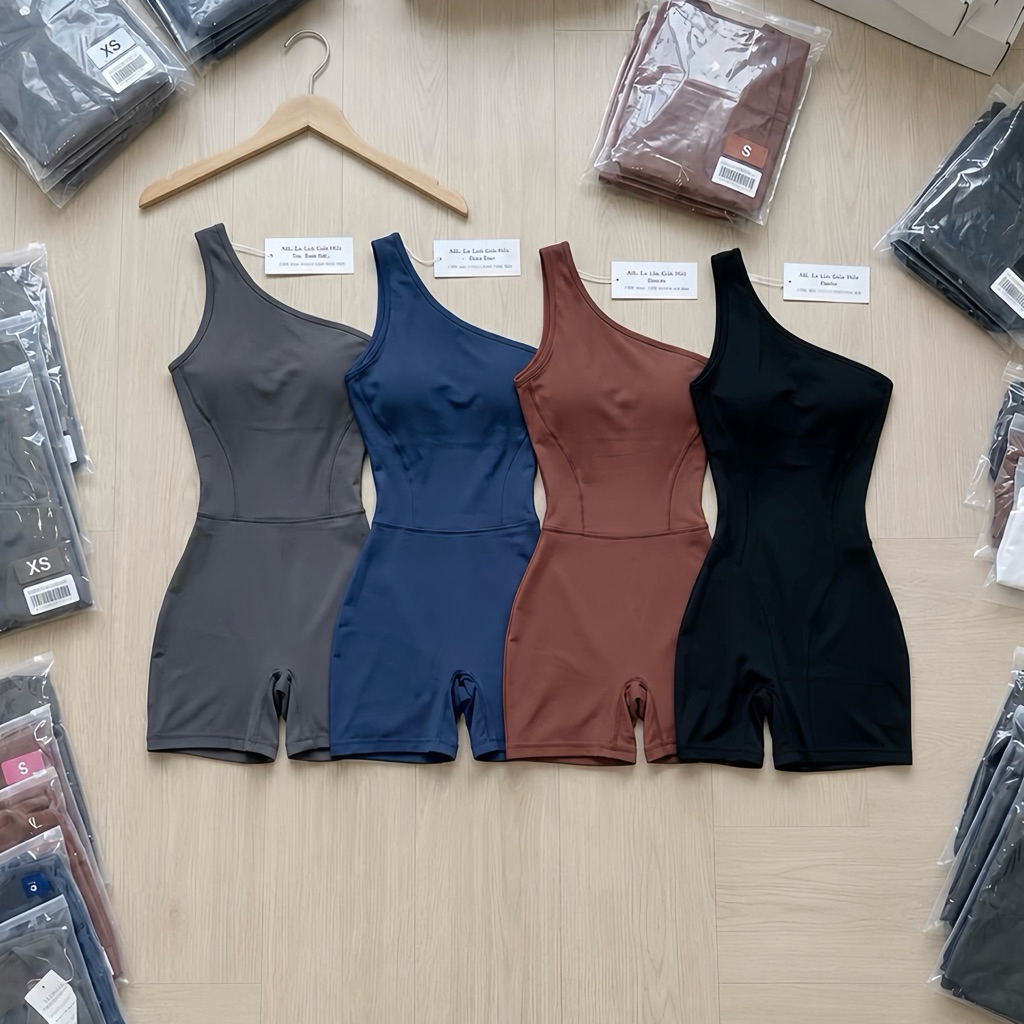 Bộ Jum tập Gym Yoga áo Lệch Vai kèm sẵn đệm mút liền - ảnh 2