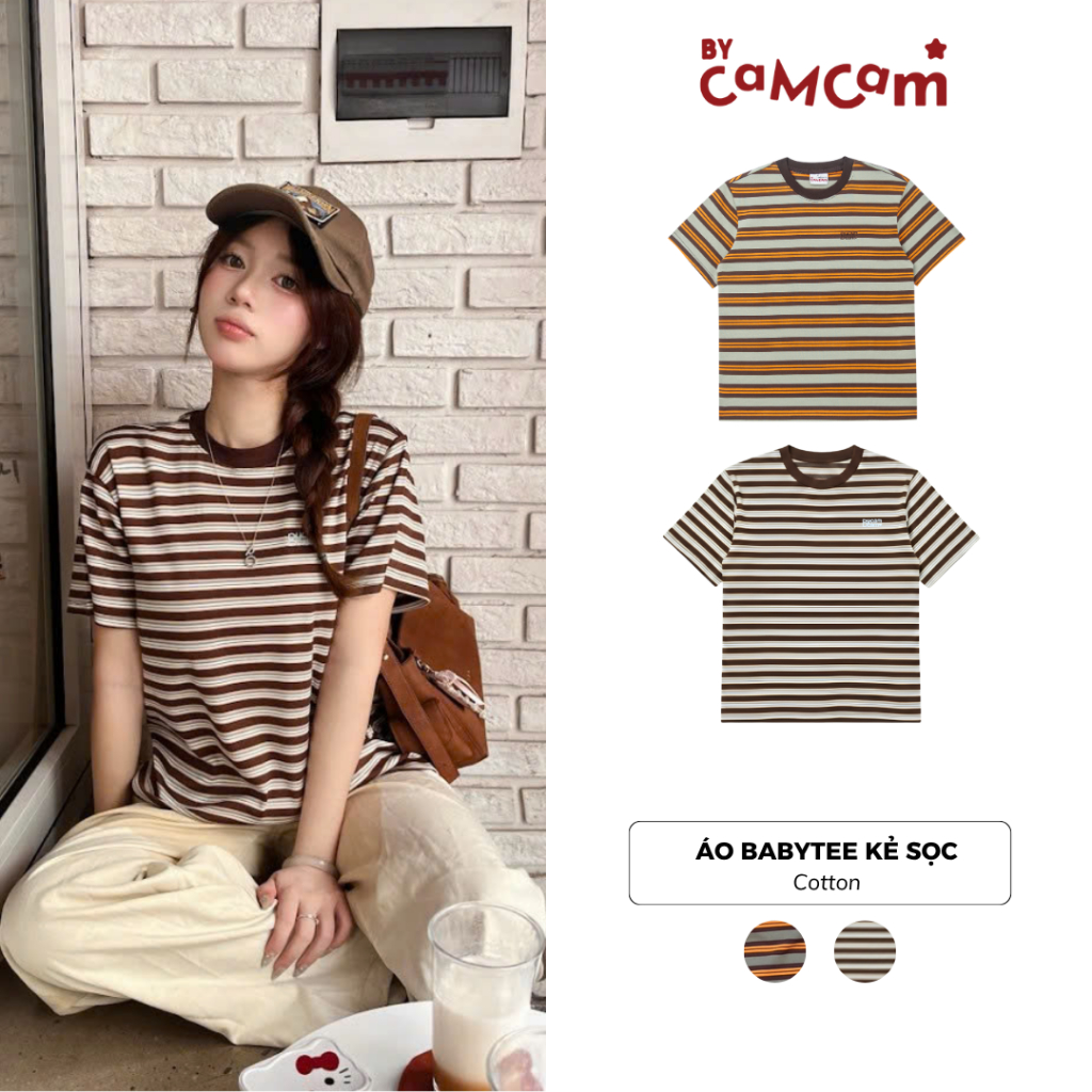 Áo Thun Babytee Kẻ Sọc 𝑩𝒚𝒄𝒂𝒎𝒄𝒂𝒎 Phối Cổ Bo Trendy ABN496 | BigBuy360 - bigbuy360.vn