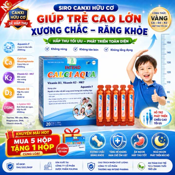 Siro Canxi Cho Bé Intend Calci Aqua – Bổ Sung Canxi D3 K2, Tăng Chiều Cao, Xương Chắc Khỏe 20 Ống