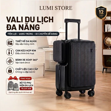 Vali du lịch trẻ trung xách tay, vali thông minh có ngăn chứa đồ tiện lợi, vali du lịch có thể mở rộng
