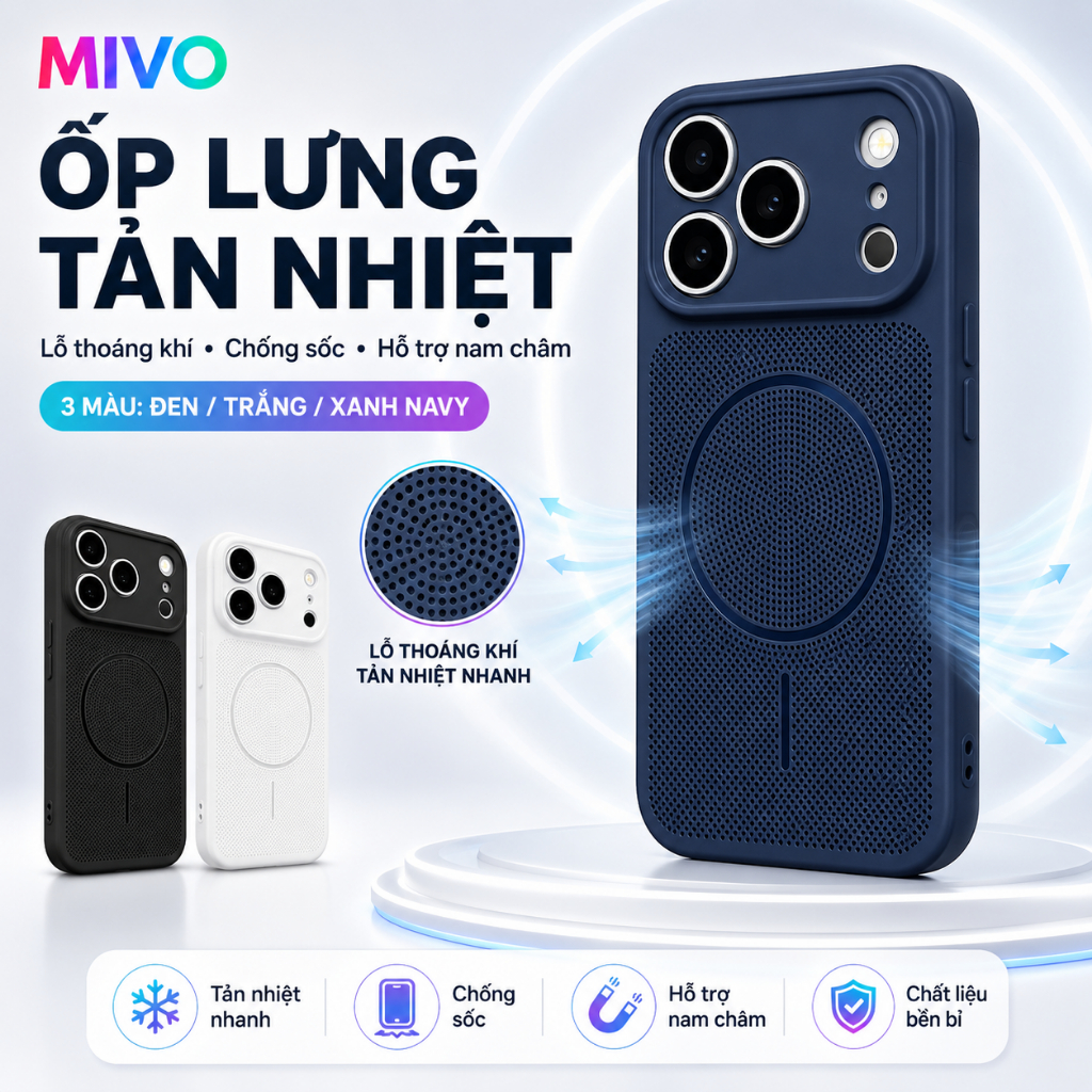 [NEW] [Dành cho Iphone 18 -12] Ốp Điện Thoại Tản Nhiệt Thoáng Khí Chống Sốc, Ốp iphone có lỗ thoáng khí