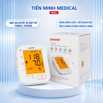 Máy đo huyết áp bắp tay YUWELL YE650D có phát âm giọng nói kết quả đo ''tặng kèm adaptor''
