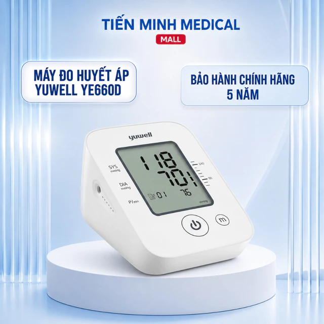 Máy đo huyết áp điện tử bắp tay YUWELL YE660D chính hãng bảo hành 5 năm