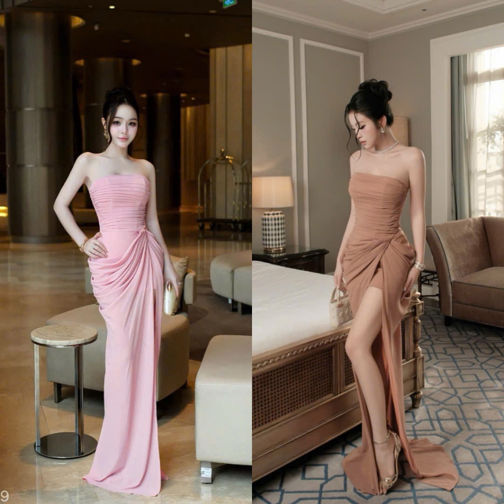 Đầm Cup Ly Xẻ Tà Đan Lưng Quyến Rũ Dự Tiệc