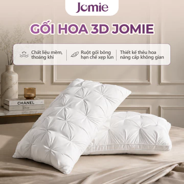 Gối Hoa 3D JOMIE - Êm Mềm, Gối Khách Sạn, Gối ngủ Cao Cấp, gối bông, gối trắng, gối mềm, gối cao, gối êm, gối to