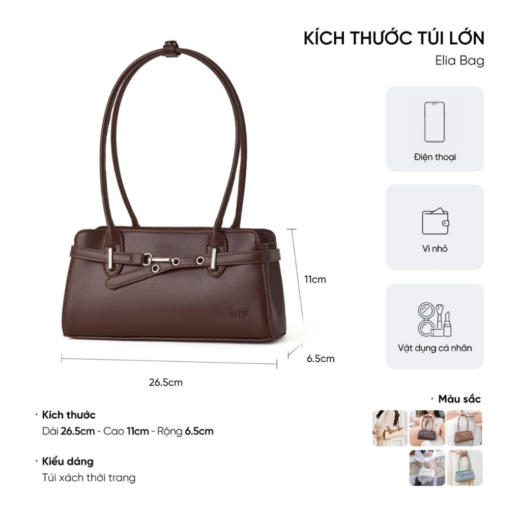 Túi xách nữ đeo vai LIMI (3 màu) tote da mini nhỏ xinh xách tay trẻ trung đi chơi ELIA | BigBuy360 - bigbuy360.vn