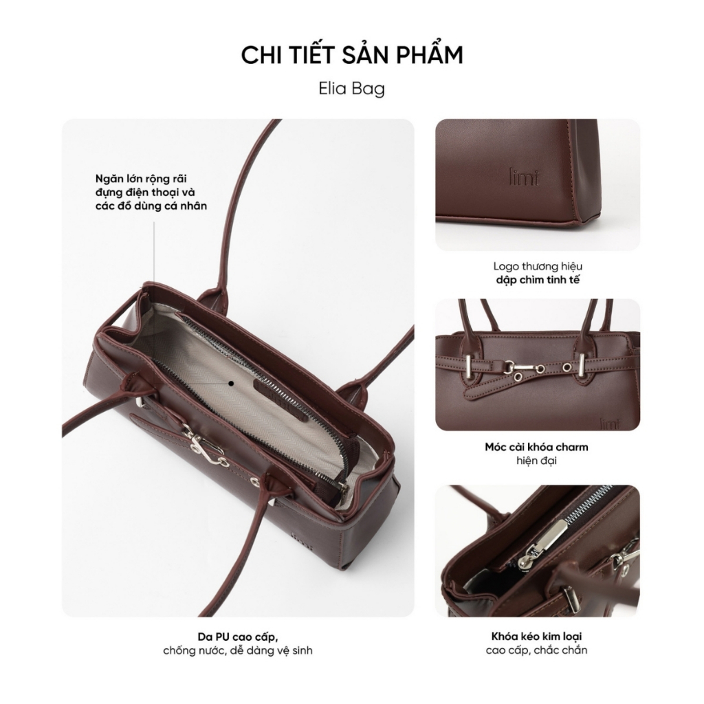 Túi xách nữ đeo vai LIMI (3 màu) tote da mini nhỏ xinh xách tay trẻ trung đi chơi ELIA | BigBuy360 - bigbuy360.vn