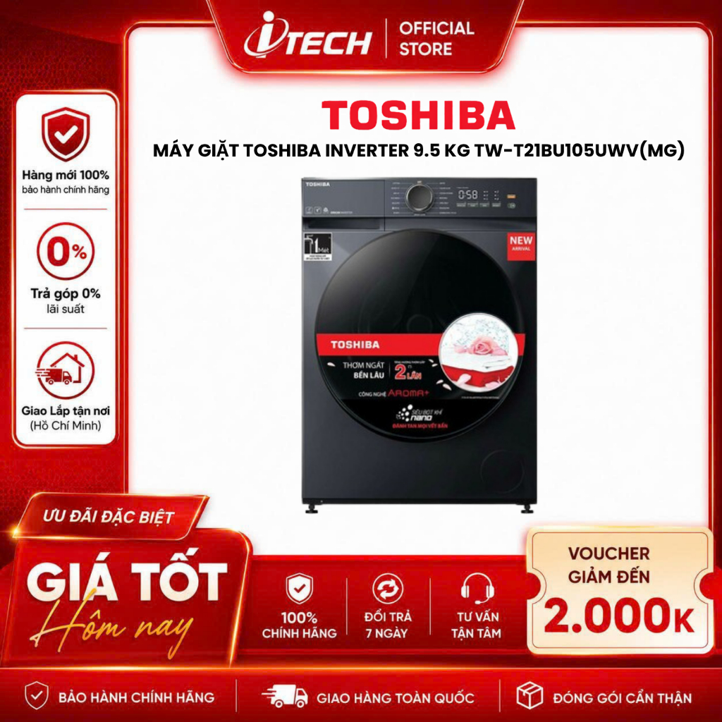 TW-T21BU105UWV(MG) - Máy giặt Toshiba Inverter 9.5 kg TW-T21BU105UWV(MG) - Hàng chính hãng