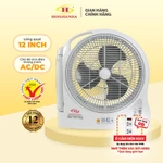 Quạt Sạc Tích Điện Honjianda dạng hộp 12 inch FL313 1-2pin, 2 chế độ AC/DC tích hợp đèn LED hỗ trợ cúp điện — ảnh 1