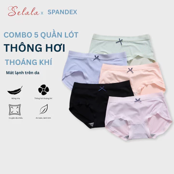 Quần Lót Su Selala Thiết Kế Lỗ Thông Hơi Thoáng Mát Combo 5 Quần Lót Su Mềm Mại Kháng Khuẩn QS38