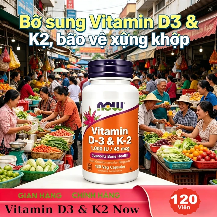 Vitamin D3 K2 120 Viên NOW Viên Uống Tăng Sức Đề Kháng,Tăng Miễn Dịch, đề kháng.