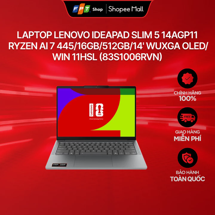 Laptop Lenovo IdeaPad Slim 5 14AGP11 Ryzen AI 7 445/16GB/512GB/14' WUXGA OLED/Win 11HSL (83S1006RVN)