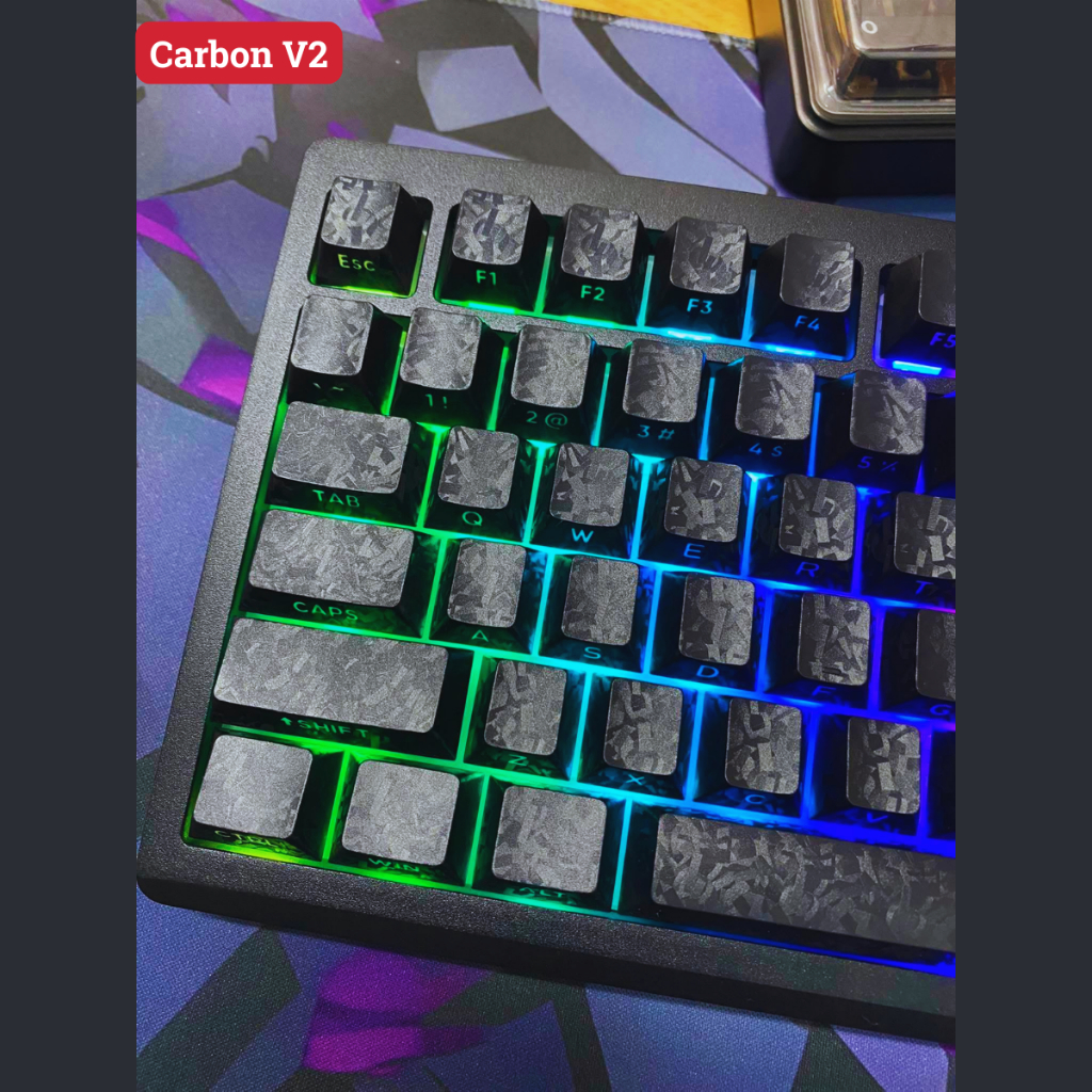 Keycap Carbon | Chất liệu PC Nhám, Cực Bền Bỉ | Profile Cherry 132 Nút | Hoạ tiết vân Carbon độc lạ | BigBuy360 - bigbuy360.vn