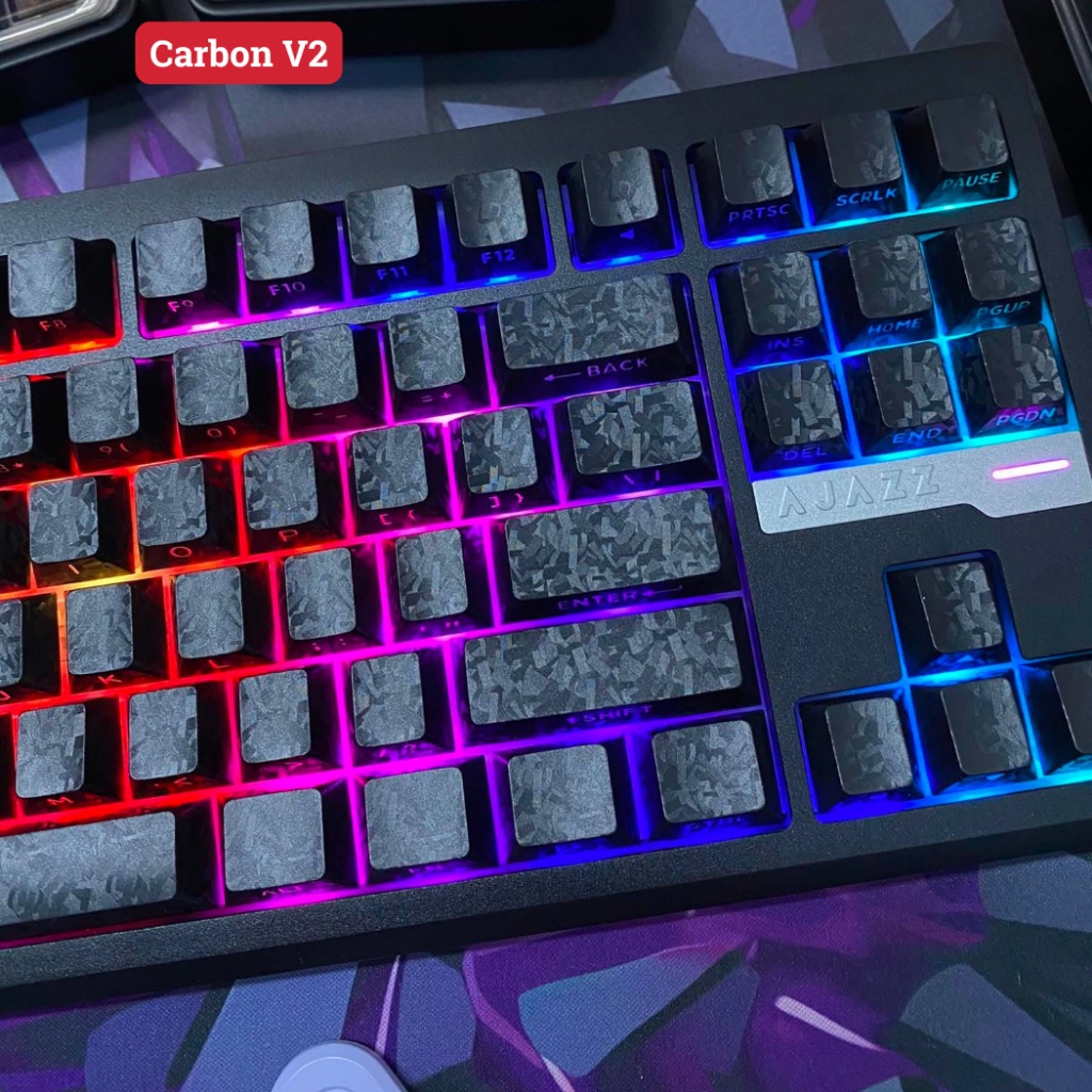Keycap Carbon | Chất liệu PC Nhám, Cực Bền Bỉ | Profile Cherry 132 Nút | Hoạ tiết vân Carbon độc lạ | BigBuy360 - bigbuy360.vn