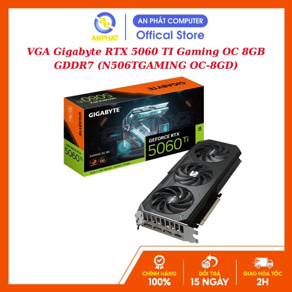 Card màn hình VGA Gigabyte RTX 5060 TI Gaming OC 8GB GDDR7 3 FAN (N506TGAMING OC-8GD) | BigBuy360 - bigbuy360.vn