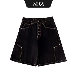 Quần Short Lửng SNAZZY Unisex Nam Nữ Chất Liệu Denim Chính Hãng - OBSIDIAN DENIM