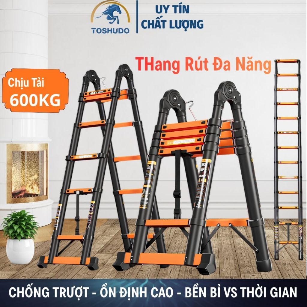 🔴 THANG RÚT ĐA NĂNG CHỮ A TOSHUDO - CHỊU TẢI 600KG - CHỐNG TRƯỢT SIÊU BỀN