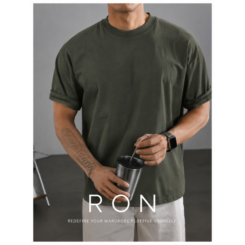 Áo Thun Trơn Cotton 250gsm RON Premium Boxy Cổ Tròn Nam Nữ,AT-Boxy | BigBuy360 - bigbuy360.vn