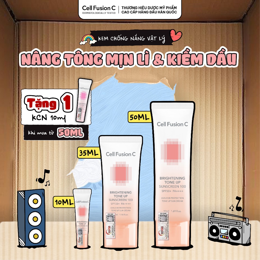 Kem Chống Nắng Nâng Tone Hỗ Trợ Kiềm Dầu Cell Fusion C Brightening Tone Up Sunscreen 100 SPF50+ PA++++