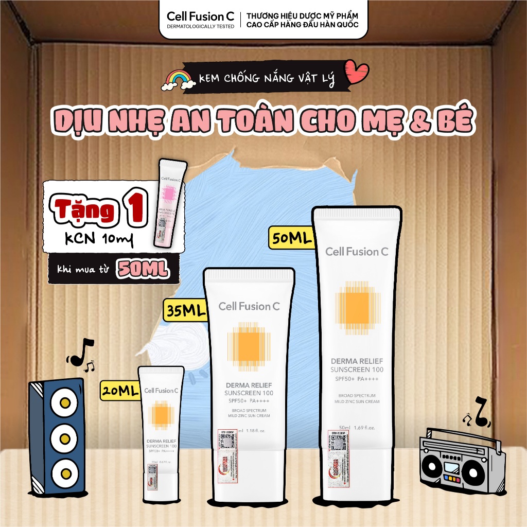 Kem Chống Nắng An Toàn Cho Mọi Loại Da Cell Fusion C Derma Relief Sunscreen 100 SPF50+ PA++++