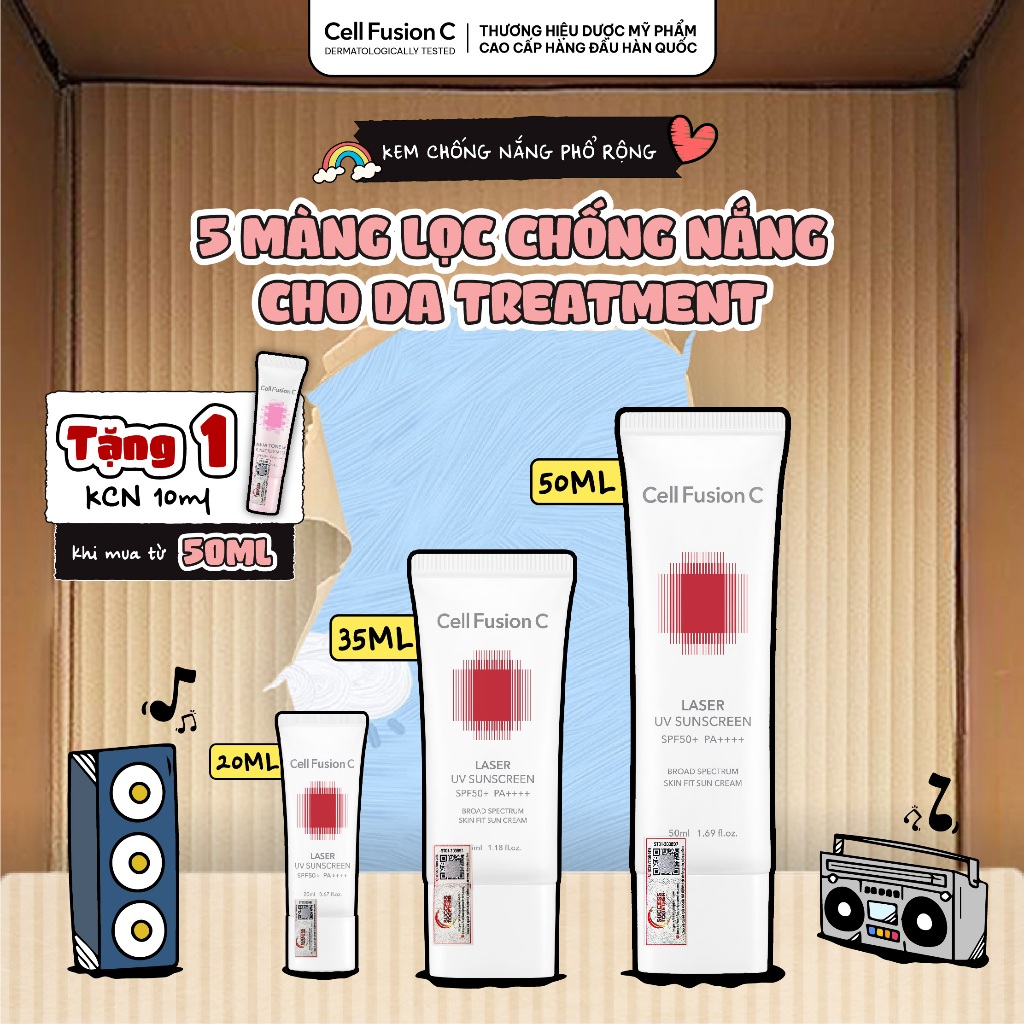 Kem Chống Nắng Phổ Rộng Cho Da Treatment Sau Laser Phi Kim Cell Fusion C Laser UV Sunscreen SPF50+ PA++++