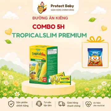 [COMBO 5 HỘP] Đường Ăn Kiêng Đường Bắp TROPICALSLIM PREMIUM (Hộp 50 gói), đường ăn kiêng ASPARTAM (Hộp 100 gói)