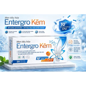 Men tiêu hoá Entergro kẽm bổ sung lợi khuẩn cân bằng vi khuẩn đường ruột tiêu hóa tốt hơn 20 ống/10ml