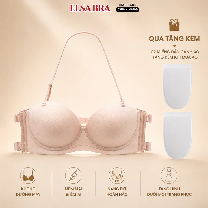 Áo Lót Nữ Áo Bra Nữ Đa Năng Elsa Bra Áo Không Dây Nâng Vòng 1 Không Gọng Có Mút Đệm Gom Quả Chống Xệ - A018
