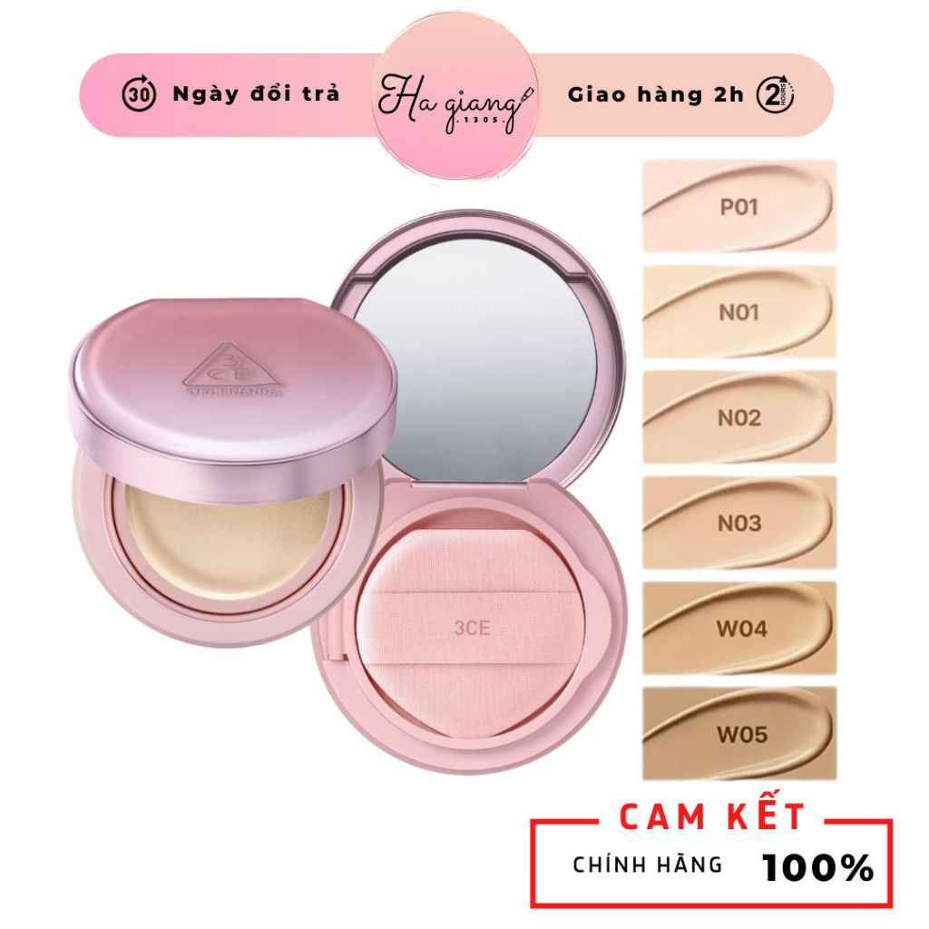 Phấn Nước 3CE Fitting Mesh Cover Cushion SPF40 PA+++ cushion 3 trong 1 không cakey, mịn ẩm | BigBuy360 - bigbuy360.vn