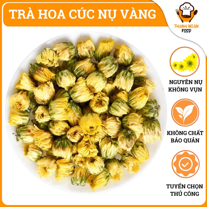 Trà Hoa Cúc Nụ Bào Tử, Hoa Cúc Khô Nguyên Nụ Vàng Không Vụn Nát, Dùng Pha Trà